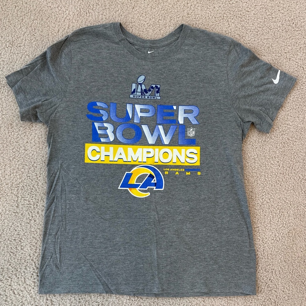 NFL Nike Gray Los Angeles Rams Super Bowl LVI Champions Tee - Medium